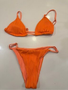 Seamolly Vibrant Orange Textured Bikini Set